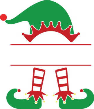 elf boy hat and shoes, monogram frame, christmas - free svg file for members
