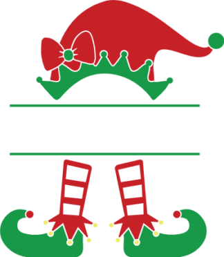 elf girl hat and shoes, monogram frame, christmas - free svg file for members
