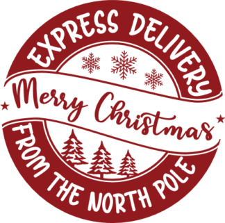 merry christmas circle stamp, express delivery - free svg file for members