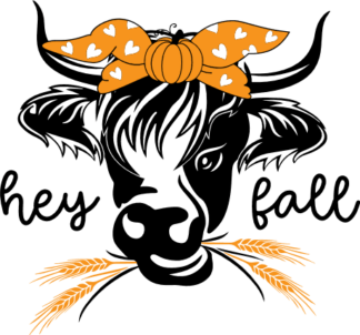 hey fall cow head with bow, autumn - free svg file for members