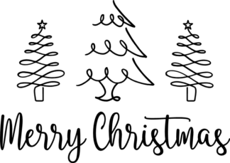 merry christmas - trees outline - free svg file for members