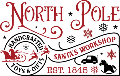 north pole santas workshop, handcrafted toys and gifts, christmas - free svg file for members