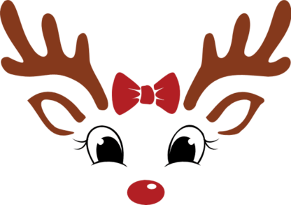 cute girl reindeer face with bow, christmas - free svg file for members