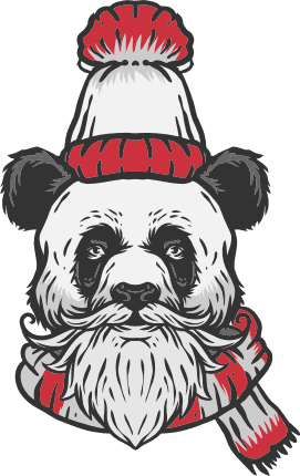 panda with winter hat and scarf free svg file