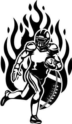 running football player in a fire and ball, fan - free svg file for members