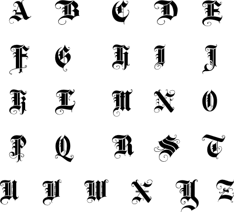 old english font letters, gothic alphabet free svg files - SVG Heart