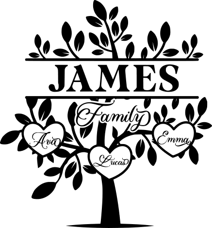 family tree, monogram frame, hearts, custom name - free svg files for ...