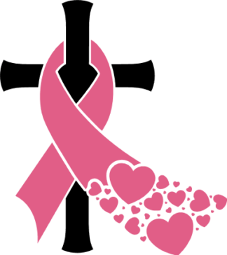 Cancer awareness, christian cross and ribbon with hearts - free svg files for members