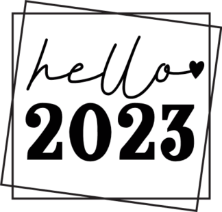 double framed hello 2023, welcome new year free svg files