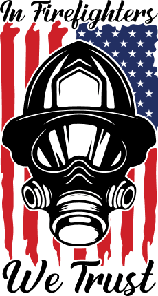 in firefighters we trust, fireman mask and USA flag - free svg files for members
