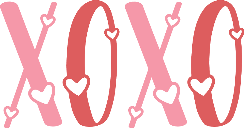 XOXO sign with hearts, valentines day - free svg file for members - SVG