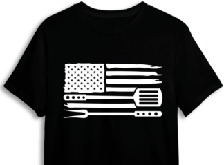 BBQ flag, fork and spatula, american flag patriotic tshirt design - free svg file for members