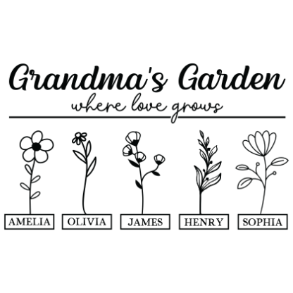 Grandmas garden where love grows, flowers, custom name - free svg file