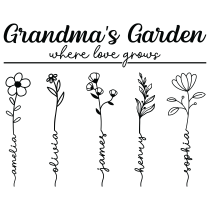 Grandmas garden where love grows, custom names - free svg file for members