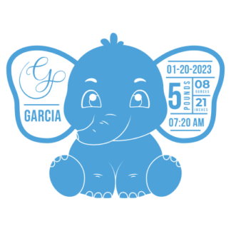 Baby birth stats, cute boy elephant, Personalized Newborn Gift - free svg file for members