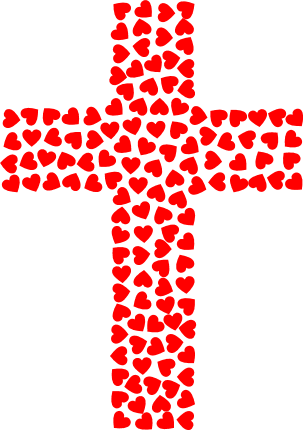 christian cross made of hearts, clipart image free svg file