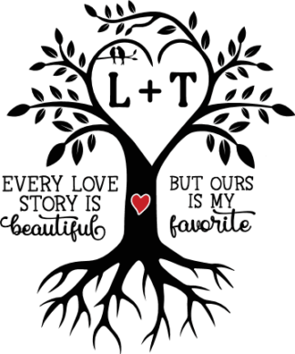 every love story is beautiful, but ours is my favorite, custom name frames heart, love tree - free svg file for members