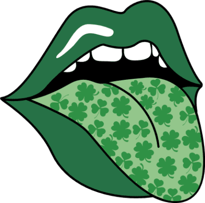 Green mouth, lips, tongue out, clover leaves, saint patricks day - free svg file for members