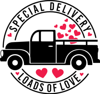Truck loaded with hearts clipart, Special delivery, loads of love - free svg file for members
