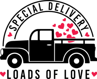 Special delivery, loads of love, truck loaded with hearts clipart - free svg file for members