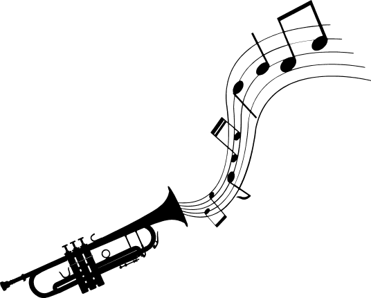 trumpet and music sheet free svg file, silhouette clipart image - SVG Heart