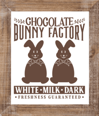 Chocolate bunny factory, freshness guaranteed, cute easter decoration - free svg file for members
