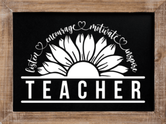 Teacher, half split sunflower clipart, teachers gift, - free svg file for members