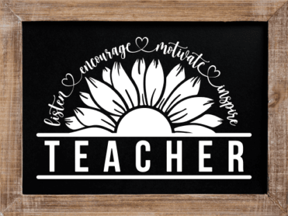 Teacher, half split sunflower clipart, teachers gift, - free svg file for members