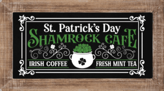 St patricks day, shamrock cafe, irish coffee, wall art print - free svg file for members