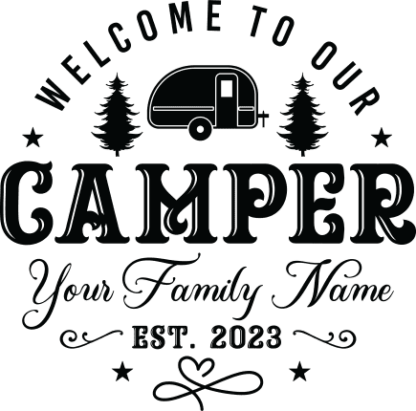 Custom family name, welcome to our camper, est 2023 - free svg file for members