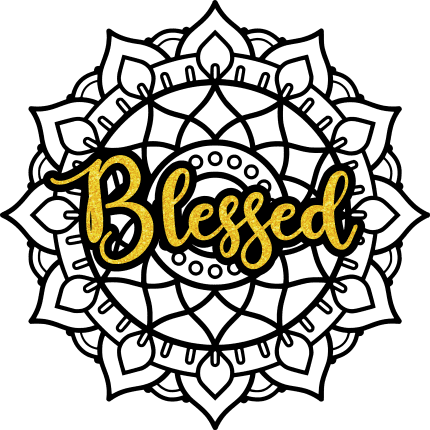Blessed sign and mandala, Christian, Golden svg, png for sublimation - free svg file for members