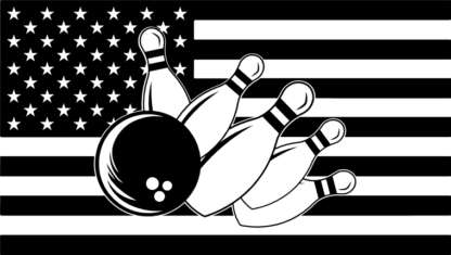 Bowling strike, bowling ball and pins, USA flag - free svg file for members