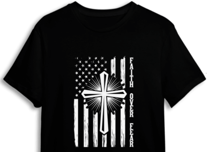 Faith over fear, christian cross, distressed USA flag free svg file
