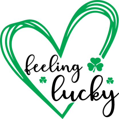 Feeling lucky, green doodle heart, saint patricks day free svg file