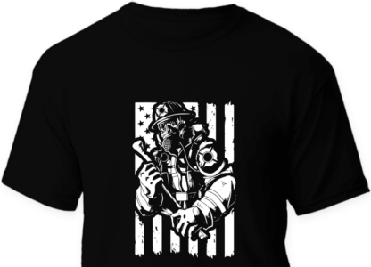 Firefighter, USA distressed flag, t-shirt design - free svg file for members