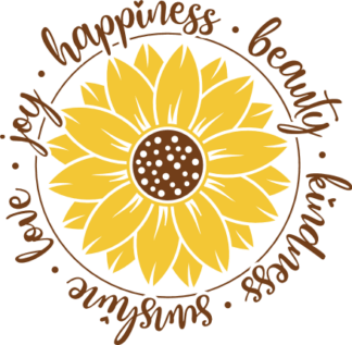 Happiness, beauty, kindness, sunshine, love, joy, sunflower clipart image - free svg file for members