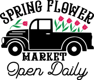 Spring flower market, open daily, flowers truck - free svg file for members