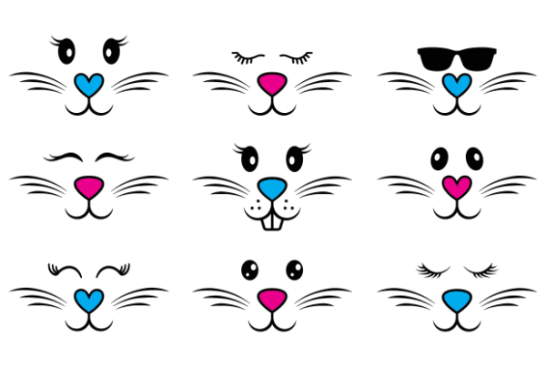 Bunny faces bundle - free svg file for members - SVG Heart