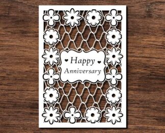Happy anniversary, beautiful floral greeting card - free svg file for members