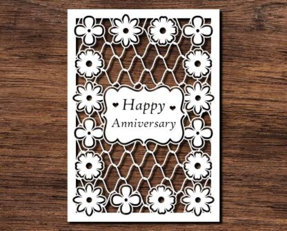 Happy anniversary, beautiful floral greeting card - free svg file for members