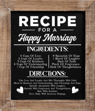 Recipe for a happy marriage, wedding wall art gift - free svg file for members
