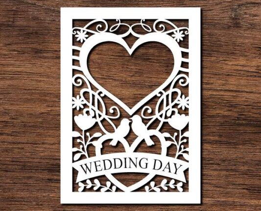 Wedding day, beautiful wedding invitation card - free svg file for