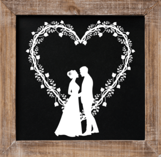 Wedding floral heart and bride groom, couple clipart image - free svg file for members