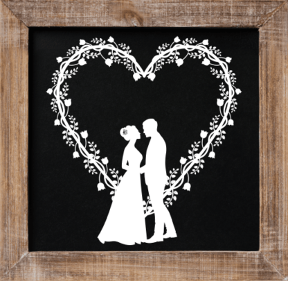 Wedding floral heart and bride groom, couple clipart image - free svg file for members