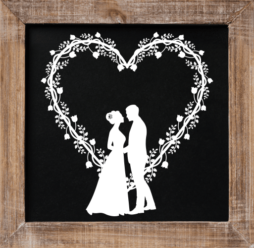 bride and groom in heart clipart