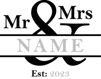 Wedding Svg, Mr and Mrs custom name, est 2023 - free svg file for members