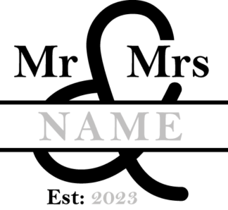 Couple name, Mr and Mrs custom name, est 2023, wedding - free svg file for members
