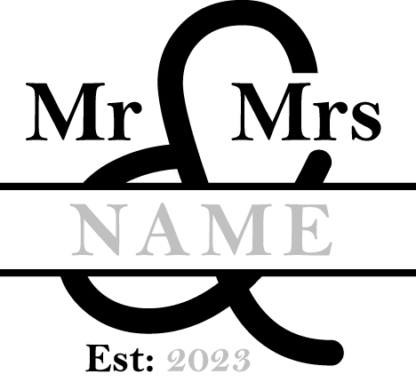 Couple name, Mr and Mrs custom name, est 2023, wedding - free svg file for members