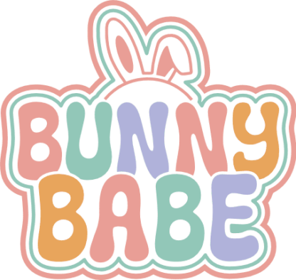 Bunny babe, retro groovy text, bunny ears, easter decor free svg file