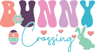 Bunny crossing, groovy text, onesie easter design free svg file